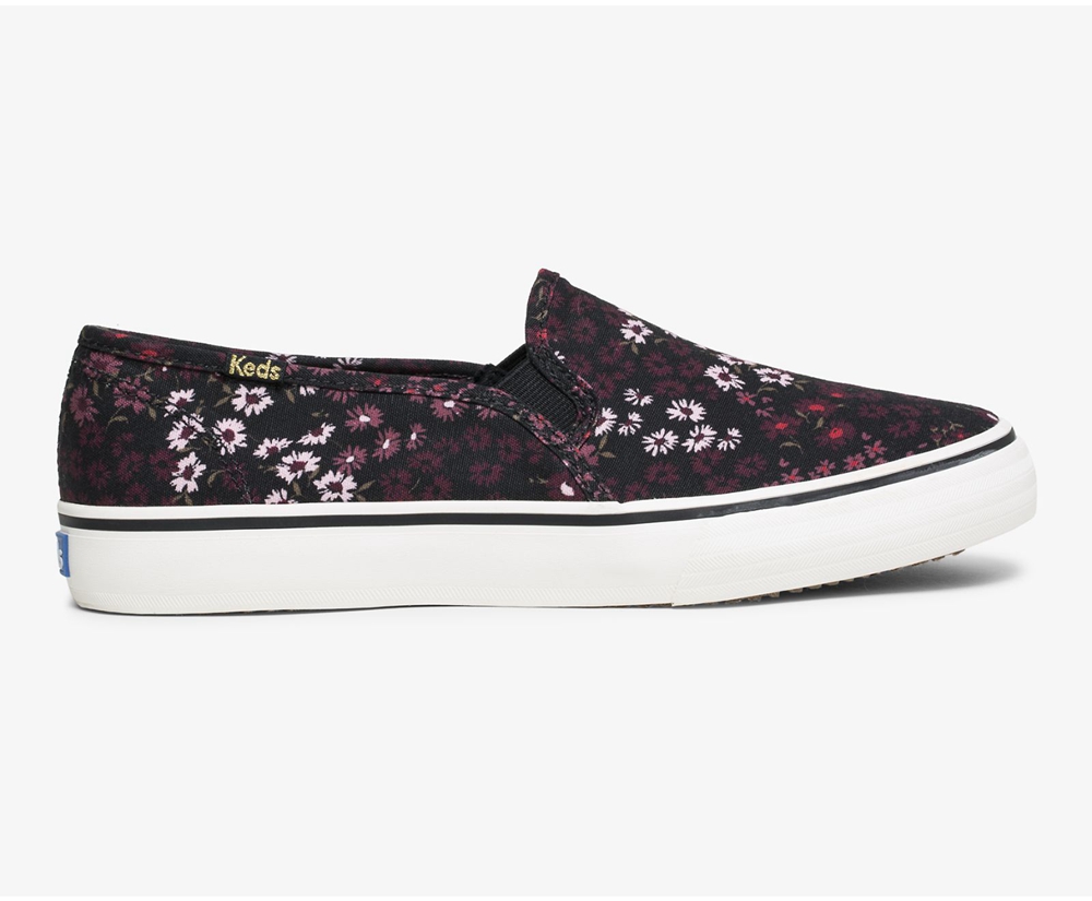 Keds Slip Ons Black/Multicolor - Washable Double Decker Floral - Womens SFTLQH-278